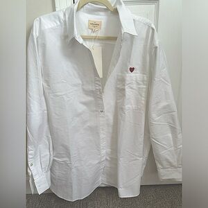 Women’s Sezane Max Shirt US 12 100% cotton w/embroidered heart